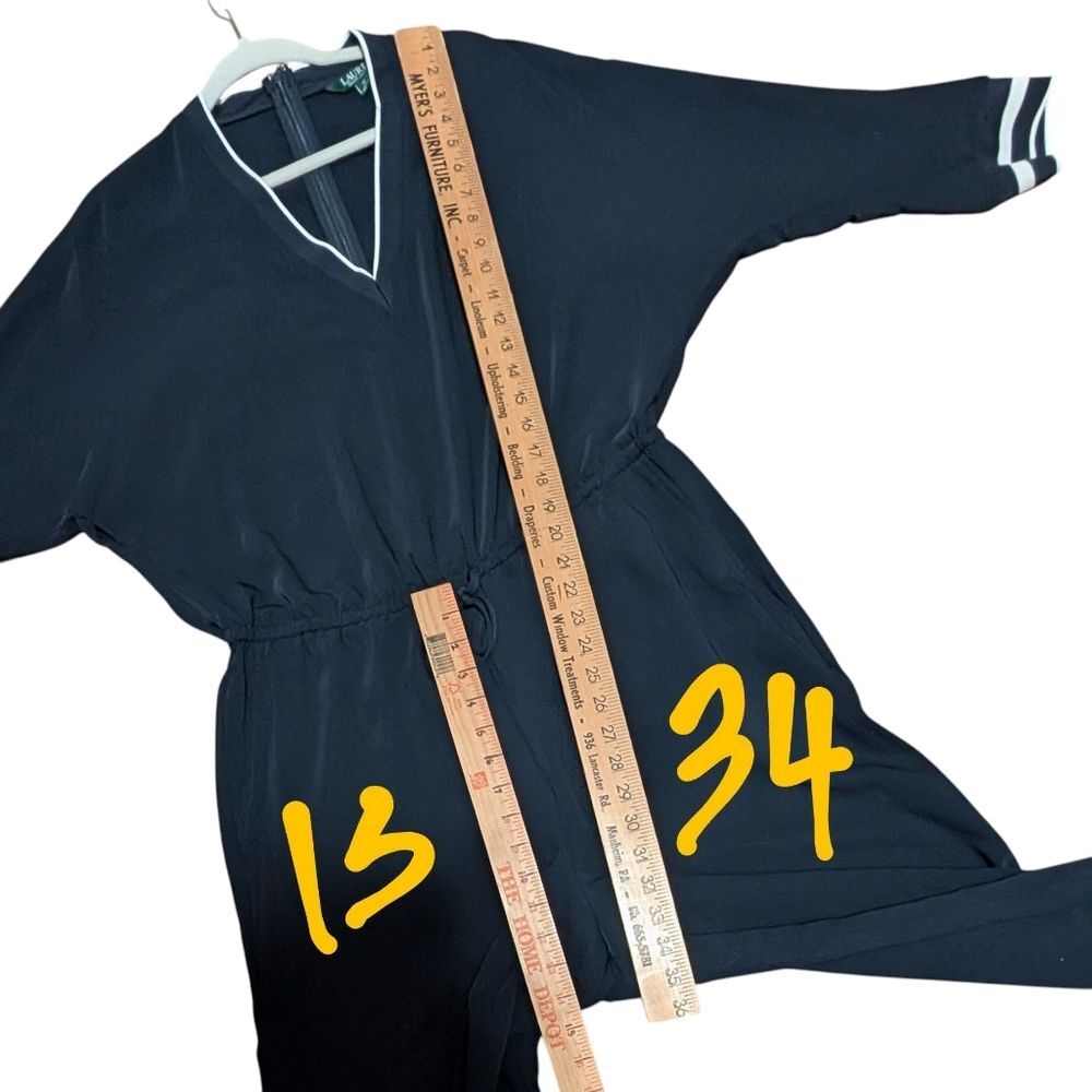 Ralph Lauren navy jumpsuit drawl string waist one piece nautical preppy size 14 - Picture 5 of 11